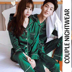 Emerald Green Silk Pjs Couple Sleepwear