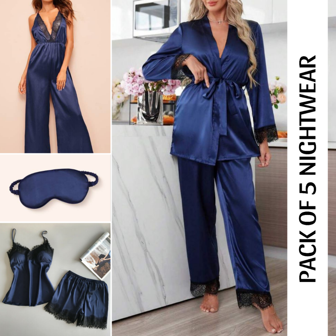 Navy Blue Robe Pack of 5 Nightwear