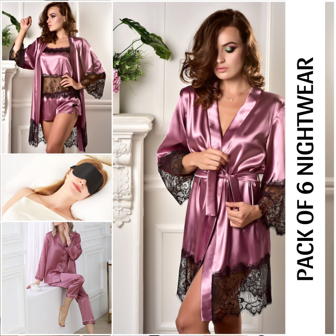 Mauve Women Sleepwear Set Of 6