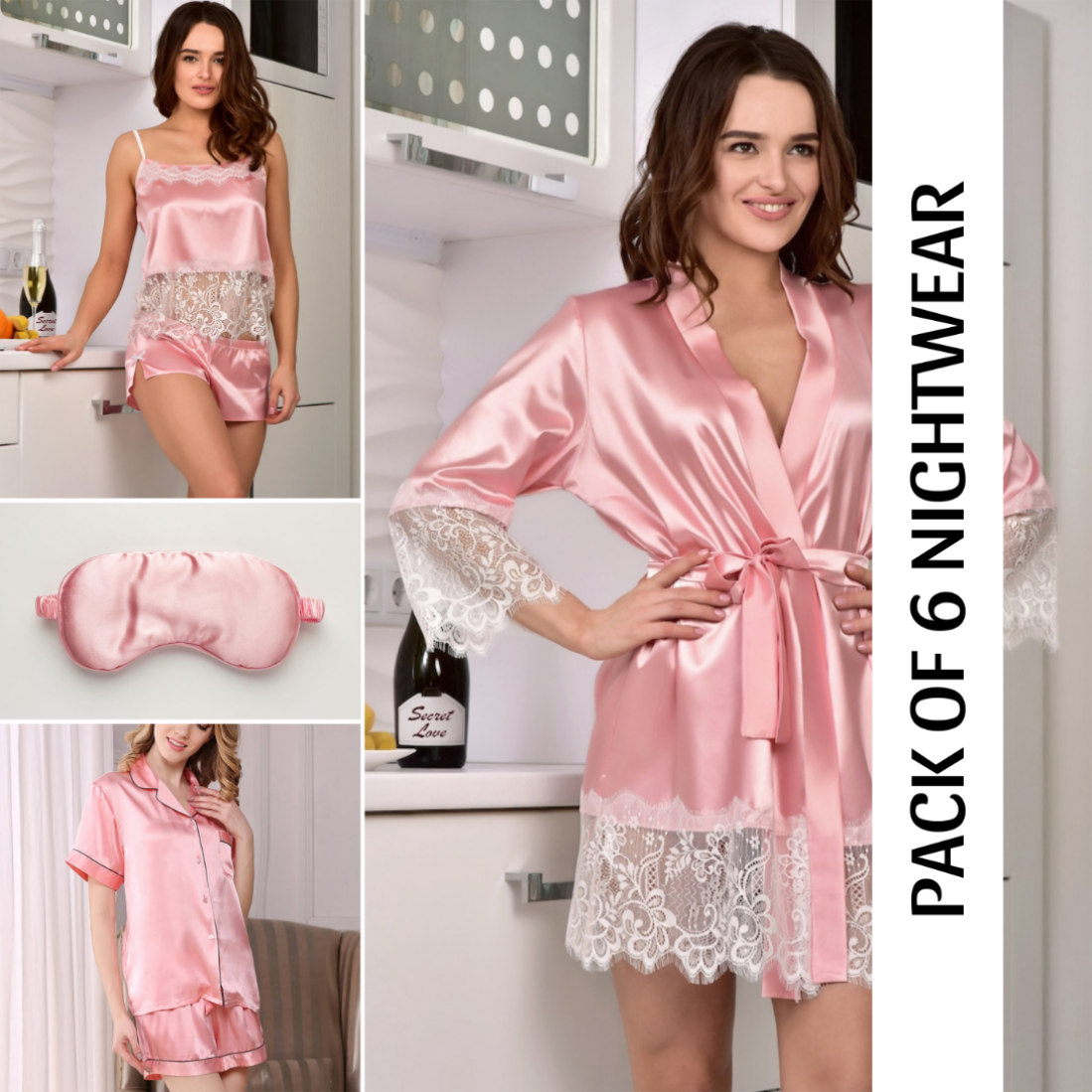 Pink pack of 6 nightwear