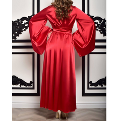 Red Full Sleeves Long Gown