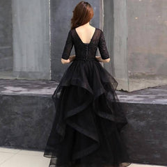 Black Tulle Lace Long Prom Dress