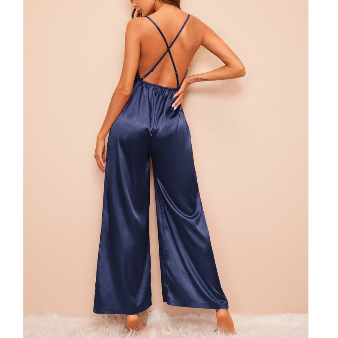 Navy Blue Sleepwear Jumpsuit