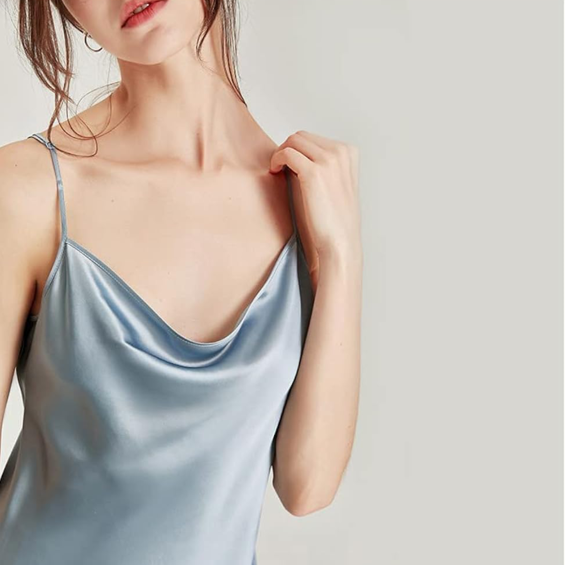 Hazel Blue V-Neck Camisole With Robe