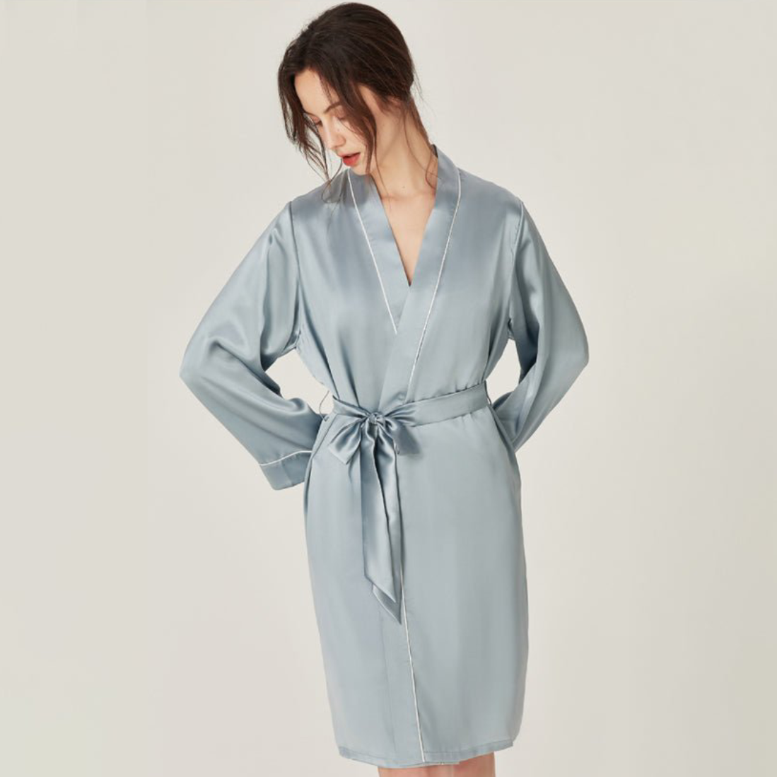 Hazel Blue V-Neck Camisole With Robe