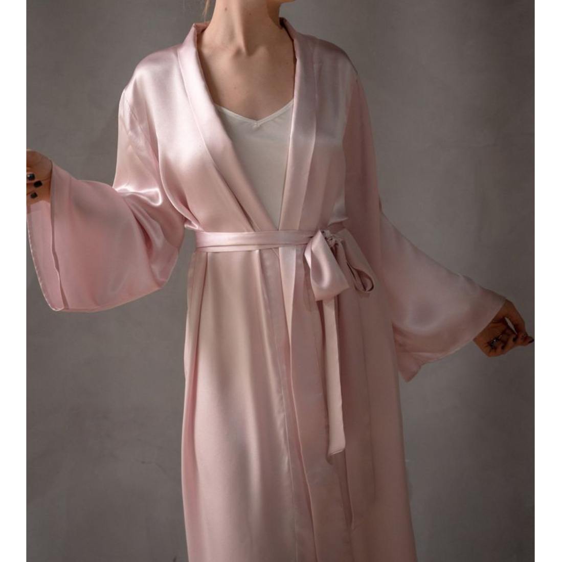 Blush Pink Long Sleeves Robe For Women