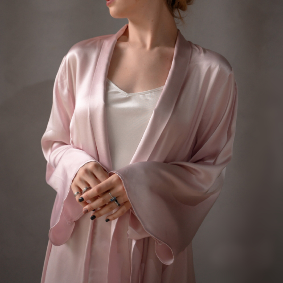 Blush Pink Long Sleeves Robe For Women