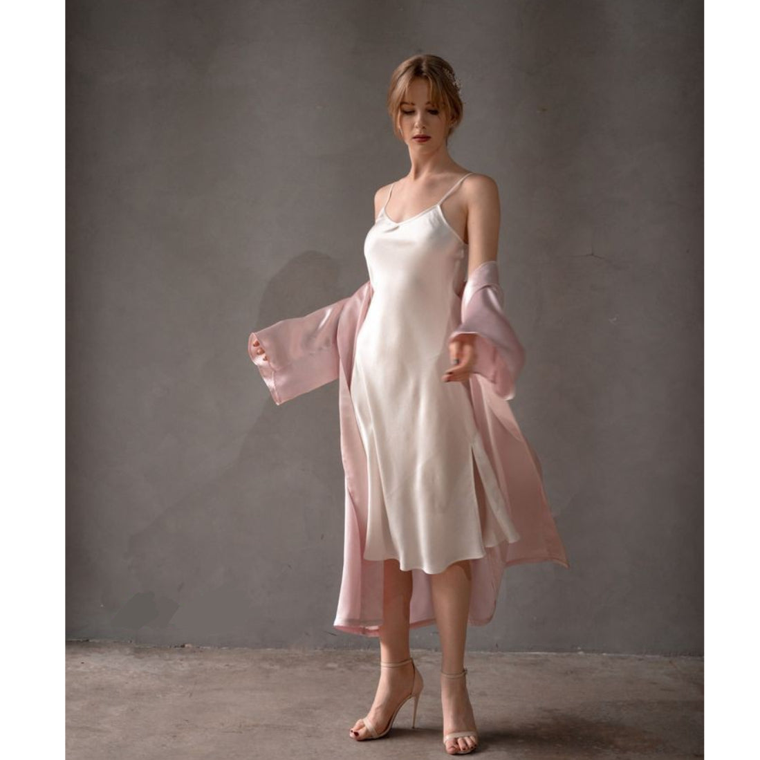 Blush Pink Long Sleeves Robe For Women